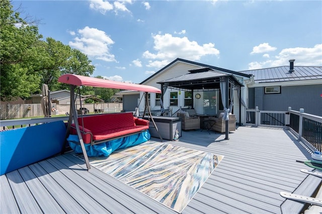164 Seger Rd, Derry Twp, PA 15627 - wooden terrace featuring a gazebo and outdoor lounge area