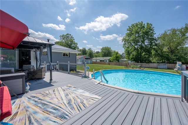 164 Seger Rd, Derry Twp, PA 15627 - view of swimming pool with a wooden deck, a fenced backyard, and outdoor lounge area