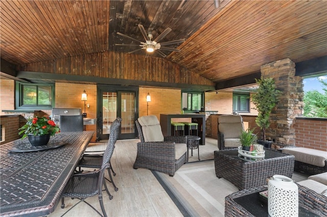 1402 Imperial Dr, Hopewell Twp Bea, PA 15001 - view of patio / terrace with outdoor lounge area, a ceiling fan, grilling area, outdoor dining space, and a bar