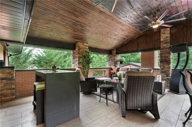 1402 Imperial Dr, Hopewell Twp Bea, PA 15001 - view of patio / terrace with ceiling fan and an outdoor living space with a fireplace