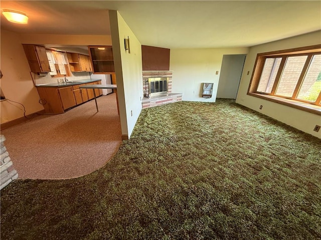 133 Hamburg Rd, Delaware Twp, PA 16154 - living area featuring a fireplace and carpet flooring