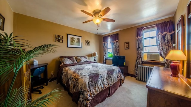 426 Saint Joseph St, Mount Oliver, PA 15210 - carpeted bedroom with radiator, cooling unit, and ceiling fan
