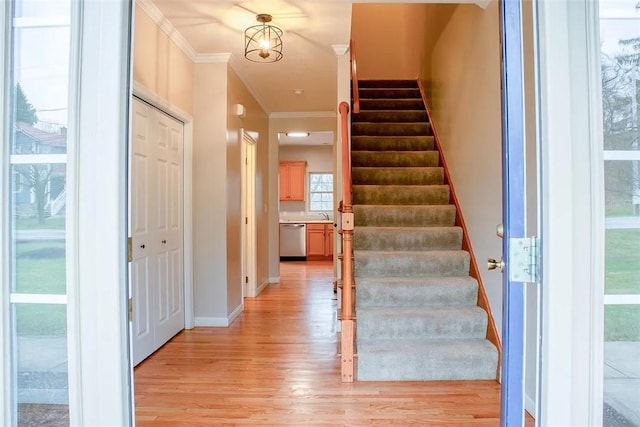 2426 Rochester Rd Unit C, Franklin Park, PA 15143 - stairway featuring ornamental molding and wood finished floors