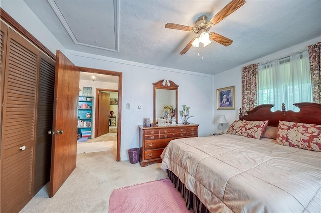 214 Labash Ln, Rostraver, PA 15012 - bedroom featuring attic access, carpet, a closet, and ceiling fan