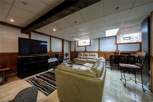 214 Labash Ln, Rostraver, PA 15012 - living area with wood walls and baseboard heating