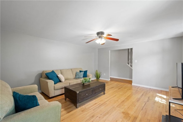 5934 Barnes Ave, Bethel Park, PA 15102 - living room with a ceiling fan and light wood-style flooring