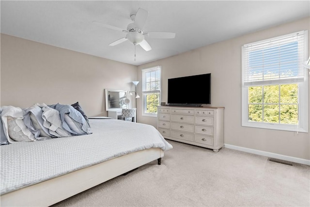 102 Castle View Dr, Kennedy Twp, PA 15136 - bedroom with light colored carpet and ceiling fan