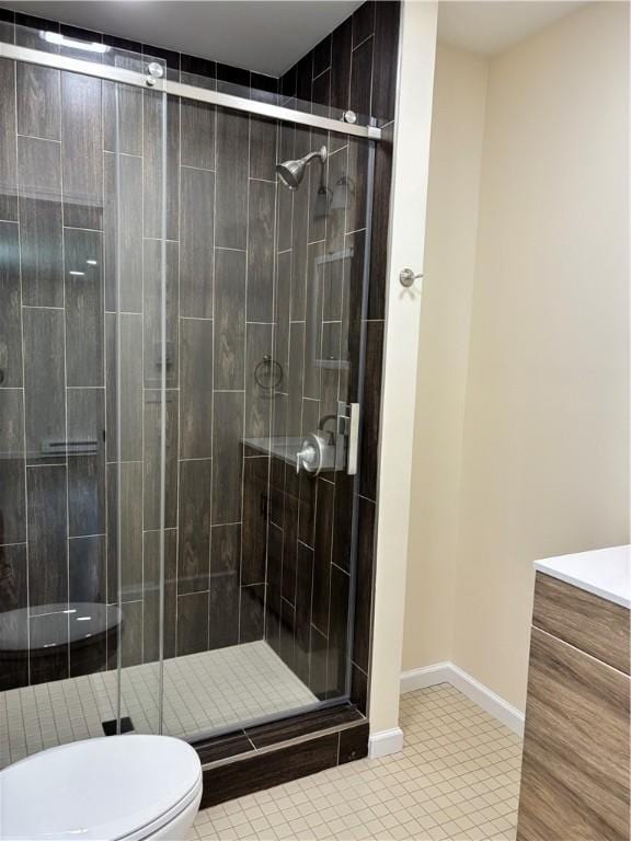 324 Hoover St, Saint Clair Twp, PA 15954 - bathroom featuring a stall shower, vanity, and tile patterned flooring