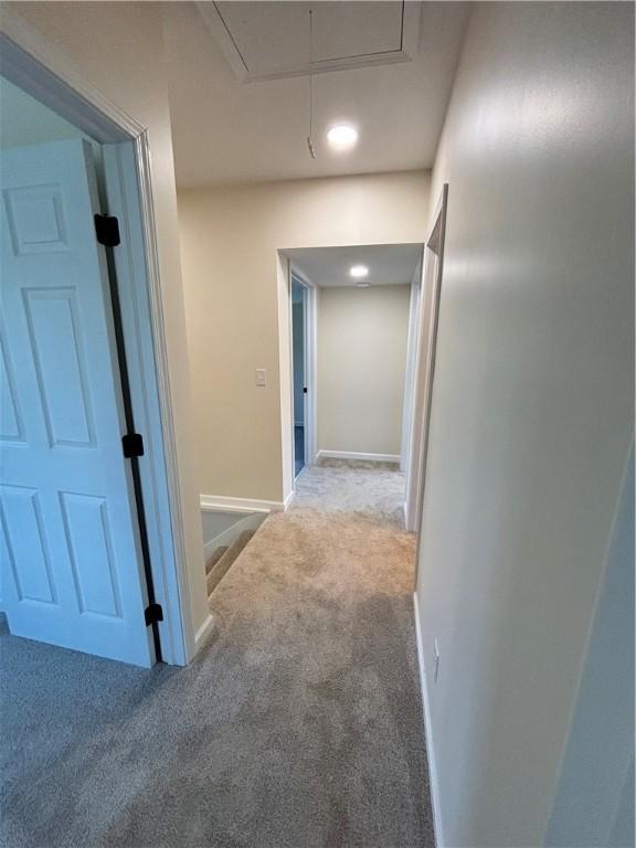 324 Hoover St, Saint Clair Twp, PA 15954 - hallway featuring attic access, carpet, and an upstairs landing