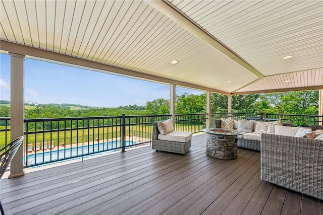 401 Pittsburgh St, Derry Twp, PA 15671 - wooden terrace featuring an outdoor living space with a fire pit