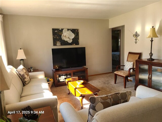 3381 Columbia Dr, Castle Shannon, PA 15234 - living room featuring carpet and baseboards
