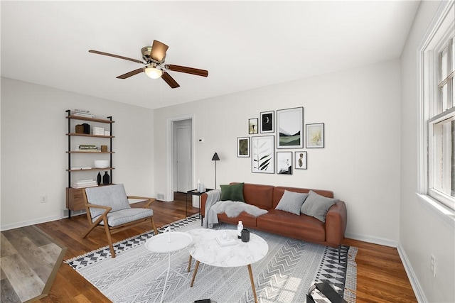 125 Carroll St, Aliquippa, PA 15001 - living room featuring a ceiling fan and wood finished floors