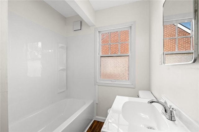 125 Carroll St, Aliquippa, PA 15001 - full bathroom with  shower combination, wood finished floors, and vanity