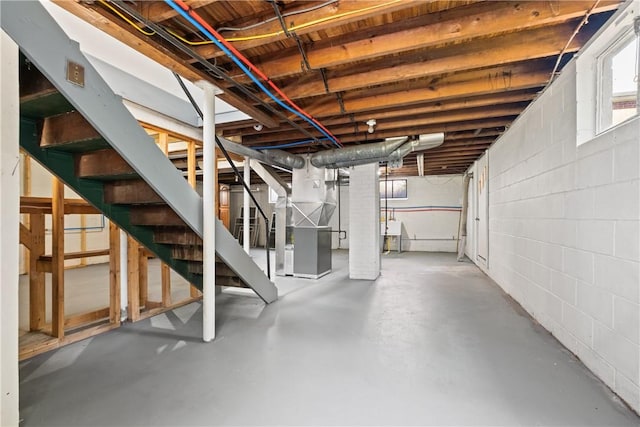 125 Carroll St, Aliquippa, PA 15001 - basement with stairs and concrete block wall