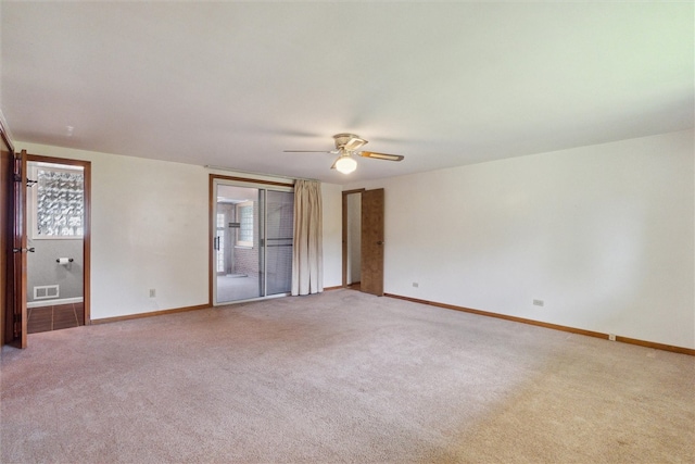 410 Blackhawk Rd, Chippewa Twp, PA 15010 - unfurnished bedroom with light carpet, ensuite bathroom, and ceiling fan