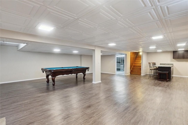 410 Blackhawk Rd, Chippewa Twp, PA 15010 - rec room with wood finished floors and billiards table