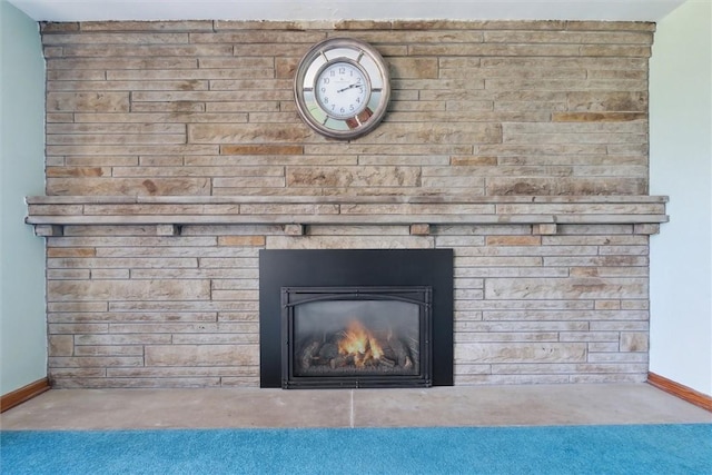 410 Blackhawk Rd, Chippewa Twp, PA 15010 - detailed view of a brick fireplace and carpet flooring