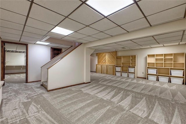 1318 Dellview Dr, Unity Twp, PA 15601 - finished below grade area with carpet flooring, stairs, and wooden walls