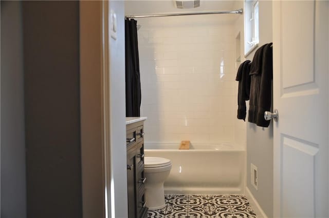 5676 Marilynn Dr, Bethel Park, PA 15236 - full bathroom featuring tile patterned flooring, vanity, and shower / bathtub combination with curtain