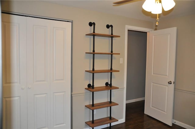 5676 Marilynn Dr, Bethel Park, PA 15236 - unfurnished bedroom with a closet, dark wood-style floors, and ceiling fan