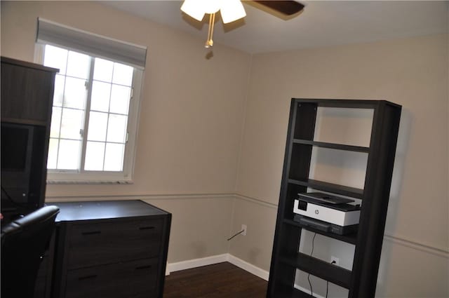 5676 Marilynn Dr, Bethel Park, PA 15236 - kitchen with a ceiling fan and dark wood-style flooring