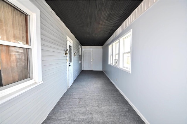 3411 York St, Mckeesport, PA 15132 - corridor featuring carpet flooring and wood ceiling