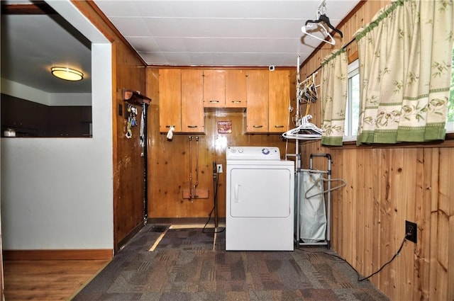 3411 York St, Mckeesport, PA 15132 - laundry room with washer / clothes dryer, wooden walls, and cabinet space