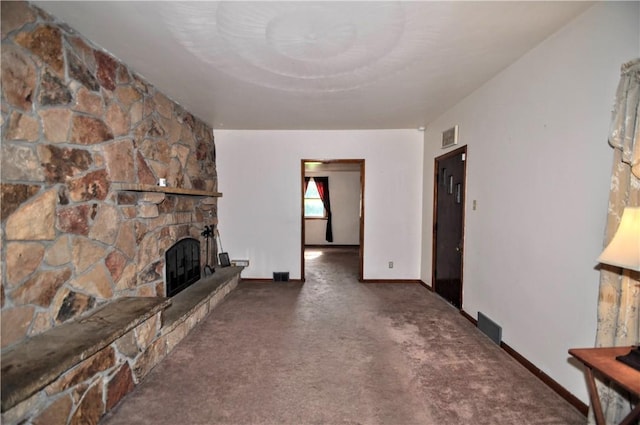 3411 York St, Mckeesport, PA 15132 - unfurnished living room with a fireplace and carpet flooring