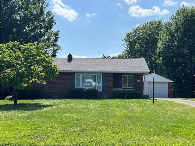 642 S 3rd St, Sharpsville, PA 16150 - single story home with brick siding, concrete driveway, a front lawn, and an outdoor structure