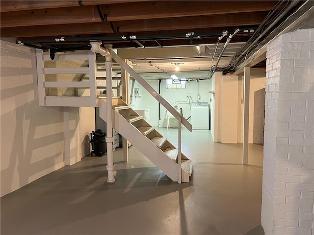 642 S 3rd St, Sharpsville, PA 16150 - below grade area featuring washer / dryer and stairs