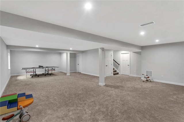 212 Bengal Fox, Jackson Twp, PA 16063 - finished below grade area with carpet, recessed lighting, and stairs