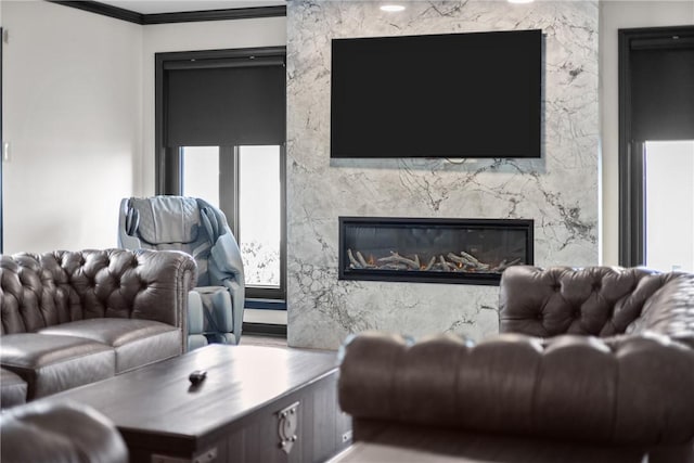 2460 Nicholson Rd, Franklin Park, PA 15143 - living room featuring a premium fireplace and crown molding