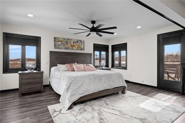 2460 Nicholson Rd, Franklin Park, PA 15143 - bedroom featuring multiple windows, access to exterior, recessed lighting, and dark wood-type flooring