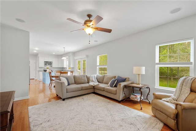 6412 Interlaken Dr, South Fayette, PA 15057 - living area with ceiling fan, light wood-type flooring, and recessed lighting