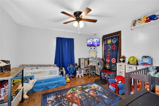 3879 Pittsburgh Rd, Perry Twp Fay, PA 15473 - rec room featuring a ceiling fan and wood finished floors