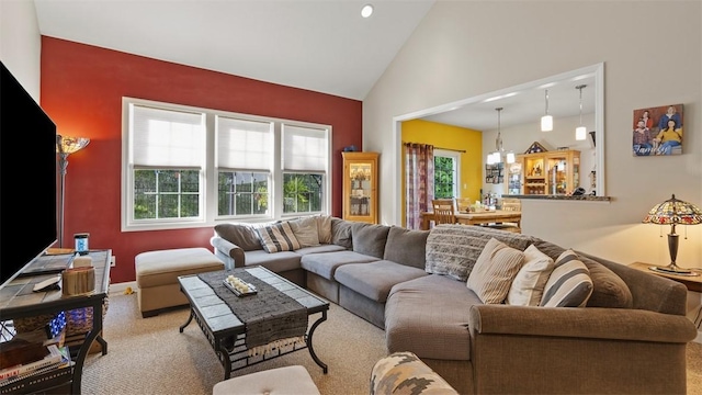 1025 Brookfield Dr, Bethel Park, PA 15102 - carpeted living area with high vaulted ceiling