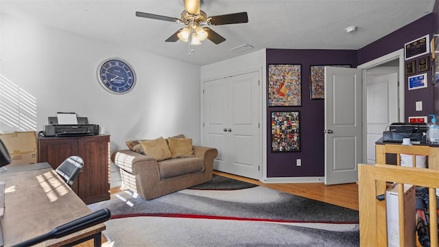 1025 Brookfield Dr, Bethel Park, PA 15102 - carpeted office with a ceiling fan and wood finished floors