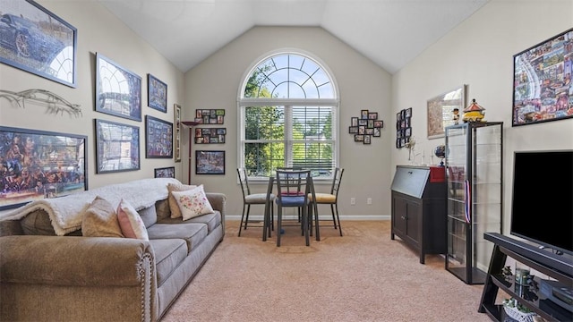 1025 Brookfield Dr, Bethel Park, PA 15102 - living room with light colored carpet and lofted ceiling