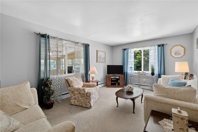 468 Crest Dr, Delmont, PA 15626 - carpeted living area with a baseboard radiator and a baseboard heating unit