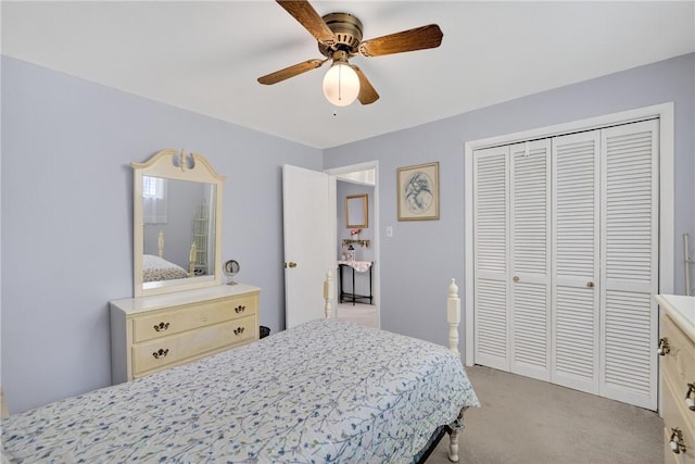 468 Crest Dr, Delmont, PA 15626 - bedroom with light carpet, a closet, and ceiling fan