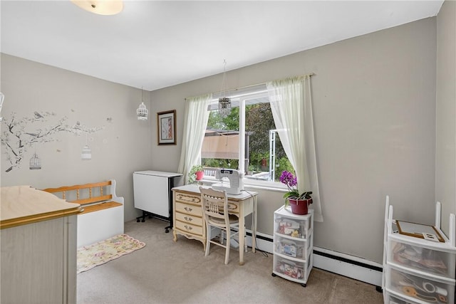 468 Crest Dr, Delmont, PA 15626 - home office with a baseboard radiator and carpet