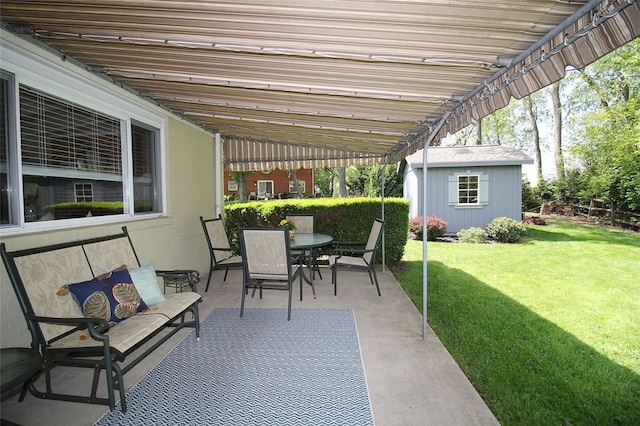1351 Sky Ridge Dr, Upper St Clair, PA 15241 - view of patio featuring outdoor dining space and an outbuilding