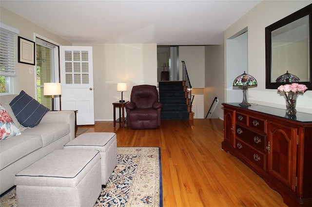 1351 Sky Ridge Dr, Upper St Clair, PA 15241 - living area featuring light wood-style floors and stairs