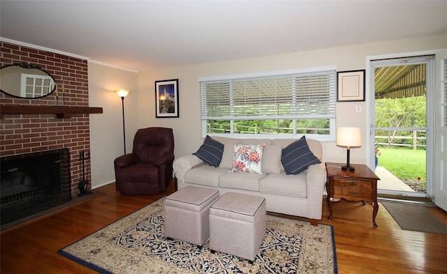 1351 Sky Ridge Dr, Upper St Clair, PA 15241 - living area featuring wood finished floors and a brick fireplace