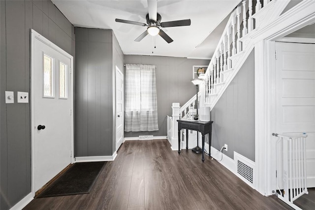 503 E Murphy Ave, Connellsville, PA 15425 - entryway featuring stairway, wood finished floors, and a ceiling fan