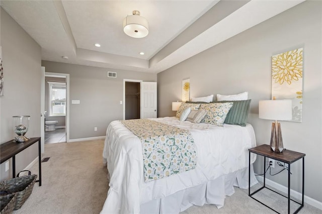 108 Norfolk Dr, Buffalo Twp But, PA 16055 - carpeted bedroom featuring ensuite bathroom, recessed lighting, a tray ceiling, a walk in closet, and a closet