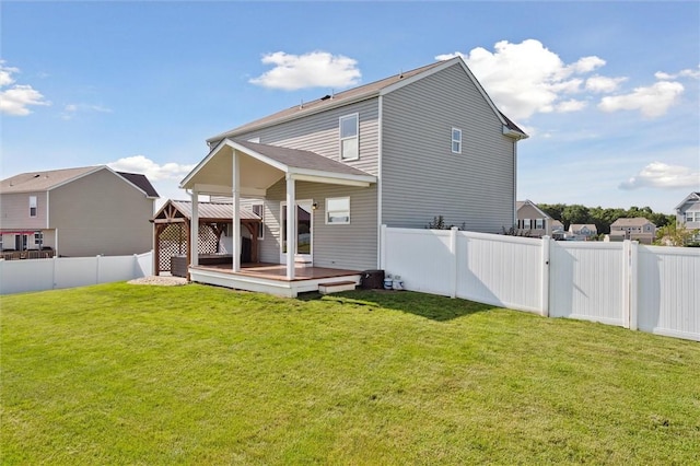 108 Norfolk Dr, Buffalo Twp But, PA 16055 - back of house featuring a gazebo, a wooden deck, and a fenced backyard