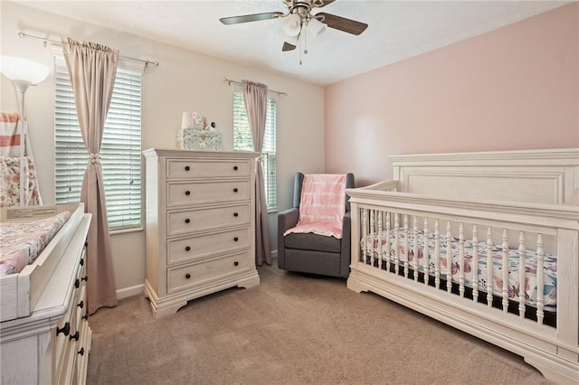 833 Glendale Ct, Cranberry Twp, PA 16066 - bedroom with light carpet, a nursery area, and ceiling fan
