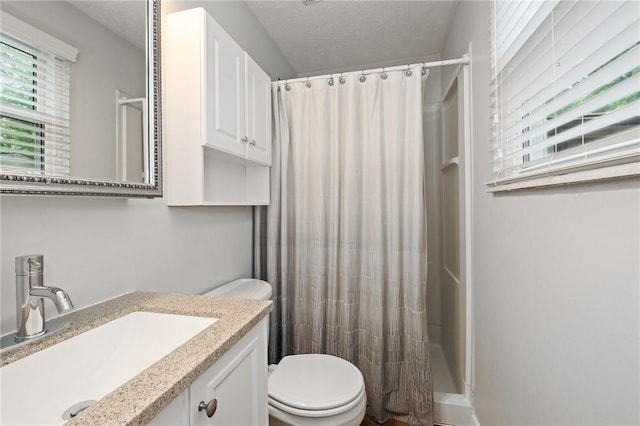 833 Glendale Ct, Cranberry Twp, PA 16066 - bathroom featuring vanity, healthy amount of natural light, a shower with curtain, and a textured ceiling