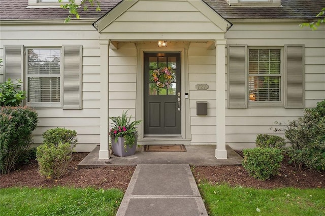 727 Vermont Ave, Mt Lebanon, PA 15234 - doorway to property with roof with shingles